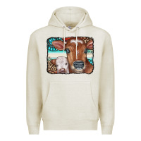 Oatmeal Heather Cows Serape Leopard Gemstone Premium Hoodie - CowCowDesign