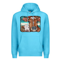 Ocean Blue Cows Serape Leopard Gemstone Premium Hoodie - CowCowDesign