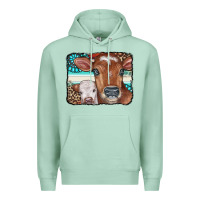 Seafoam Cows Serape Leopard Gemstone Premium Hoodie - CowCowDesign