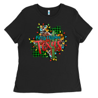Black western desert christmas texas map Ladies Tee - Jasminsmagicworld