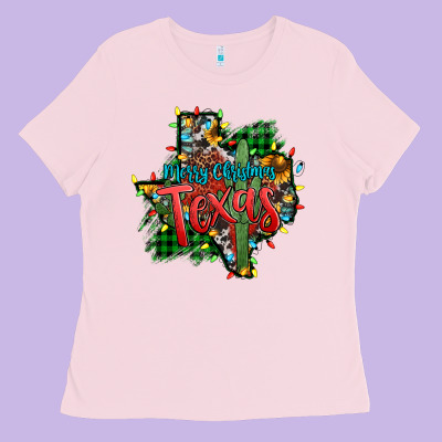 Western Desert Christmas Texas Map Ladies Tee Designed By Jasminsmagicworld