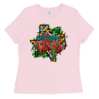 Bubblegum Pink western desert christmas texas map Ladies Tee - Jasminsmagicworld
