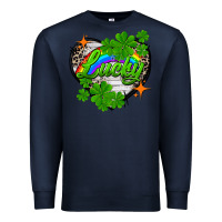 Navy lucky heart St. Patricks Day Premium Sweatshirt - FaDigitalArtStudio