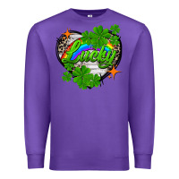 Purple lucky heart St. Patricks Day Premium Sweatshirt - FaDigitalArtStudio