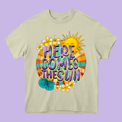 Here Comes The Sun Heavy Core Tee Designed By Nancycooperartshop