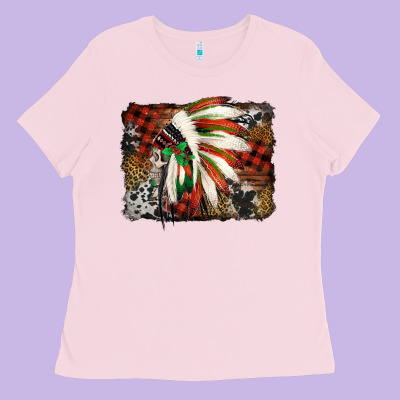Indian Headdress Christmas Ladies Tee Designed By Jasminsmagicworld