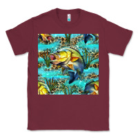 Burgundy Lake Fish And Reeds With Leopard Seamless Pattern Bbs Classic Tee - BundleAndBundleShop