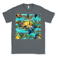 Charcoal Heather Lake Fish And Reeds With Leopard Seamless Pattern Bbs Classic Tee - BundleAndBundleShop