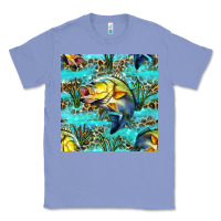 Colony Blue Lake Fish And Reeds With Leopard Seamless Pattern Bbs Classic Tee - BundleAndBundleShop