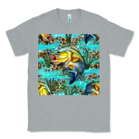 Heather Grey Lake Fish And Reeds With Leopard Seamless Pattern Bbs Classic Tee - BundleAndBundleShop
