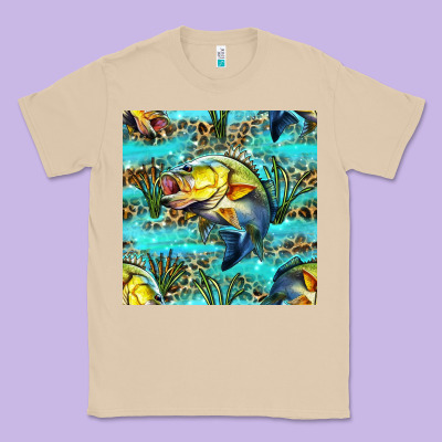 Lake Fish And Reeds With Leopard Seamless Pattern Bbs Classic Tee Designed By Bundleandbundleshop