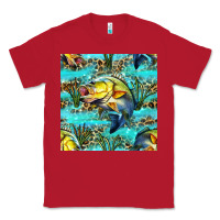 Red Lake Fish And Reeds With Leopard Seamless Pattern Bbs Classic Tee - BundleAndBundleShop