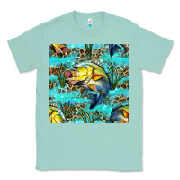 Seafoam Lake Fish And Reeds With Leopard Seamless Pattern Bbs Classic Tee - BundleAndBundleShop