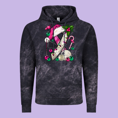 Pink Christmas Breast Cancer Ribbon Volleyball Vintage Hoodie Designed By Bundleandbundleshop
