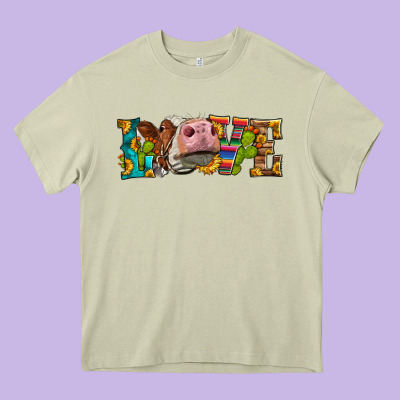 Western Love Simmental Cow Heavy Core Tee Designed By Lillyallendesigns