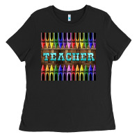 Black Teacher Crayons Ladies Tee - LillyAllenDesigns