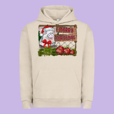 Merry Christmas Pig Urban Hoodie Designed By Cowhidedigitalart