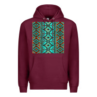 Burgundy Aztec Turquoise Pattern Premium Hoodie - CowCowDesign