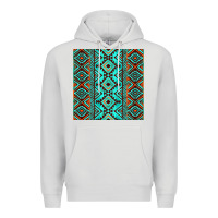 Dove Grey Aztec Turquoise Pattern Premium Hoodie - CowCowDesign