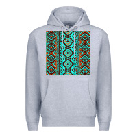Heather Grey Aztec Turquoise Pattern Premium Hoodie - CowCowDesign