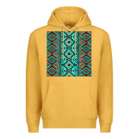 Mustard Aztec Turquoise Pattern Premium Hoodie - CowCowDesign
