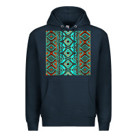 Navy Aztec Turquoise Pattern Premium Hoodie - CowCowDesign