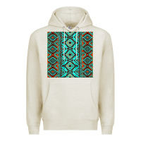 Oatmeal Heather Aztec Turquoise Pattern Premium Hoodie - CowCowDesign