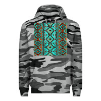Slate Camo Aztec Turquoise Pattern Premium Hoodie - CowCowDesign
