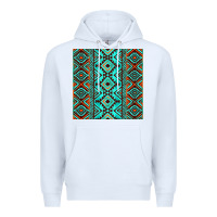 White Aztec Turquoise Pattern Premium Hoodie - CowCowDesign