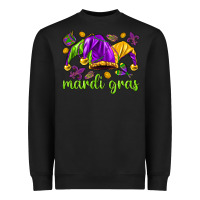Black Mardi Gras with jester Heavyweight Sweatshirt - NancyCooperArtShop