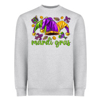Heather Grey Mardi Gras with jester Heavyweight Sweatshirt - NancyCooperArtShop