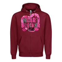Burgundy Heart breaker club Valentine's Day Zipper Hoodie - HowdyJamesFarm