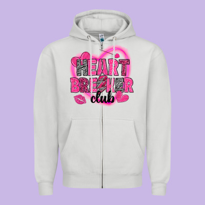 Heart Breaker Club Valentine's Day Zipper Hoodie Designed By Howdyjamesfarm