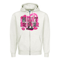 Oatmeal Heather Heart breaker club Valentine's Day Zipper Hoodie - HowdyJamesFarm