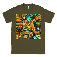 Army Green Leopard Digital Camera And Sunflowers With Camouflage Seamless Pattern Classic Tee - BundleAndBundleShop