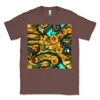 Chestnut Leopard Digital Camera And Sunflowers With Camouflage Seamless Pattern Classic Tee - BundleAndBundleShop