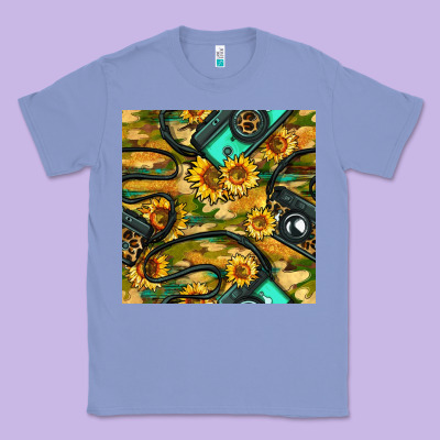 Leopard Digital Camera And Sunflowers With Camouflage Seamless Pattern Classic Tee Designed By Bundleandbundleshop