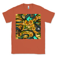 Copper Leopard Digital Camera And Sunflowers With Camouflage Seamless Pattern Classic Tee - BundleAndBundleShop