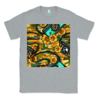 Heather Grey Leopard Digital Camera And Sunflowers With Camouflage Seamless Pattern Classic Tee - BundleAndBundleShop