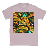 Lilac Leopard Digital Camera And Sunflowers With Camouflage Seamless Pattern Classic Tee - BundleAndBundleShop