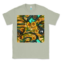 Matcha Leopard Digital Camera And Sunflowers With Camouflage Seamless Pattern Classic Tee - BundleAndBundleShop