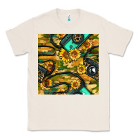 Natural Leopard Digital Camera And Sunflowers With Camouflage Seamless Pattern Classic Tee - BundleAndBundleShop