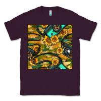 Plum Leopard Digital Camera And Sunflowers With Camouflage Seamless Pattern Classic Tee - BundleAndBundleShop