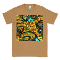 Toasted Coconut Leopard Digital Camera And Sunflowers With Camouflage Seamless Pattern Classic Tee - BundleAndBundleShop