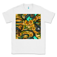White Leopard Digital Camera And Sunflowers With Camouflage Seamless Pattern Classic Tee - BundleAndBundleShop