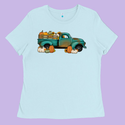 Pumpkin Farm Truck No Background Ladies Tee Designed By Jasminsmagicworld