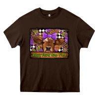 Chocolate Brown happy mardi gras y'all cow Heavy Core Tee - Jasminsmagicworld