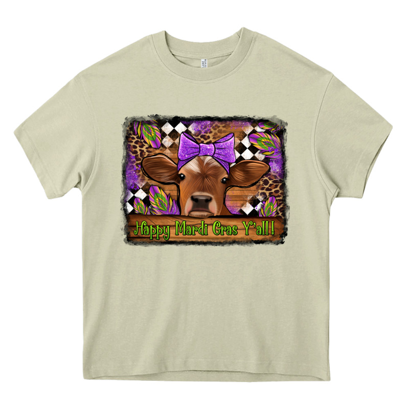 Happy Mardi Gras Y'all Cow Heavy Core Tee by Jasminsmagicworld | Teevron