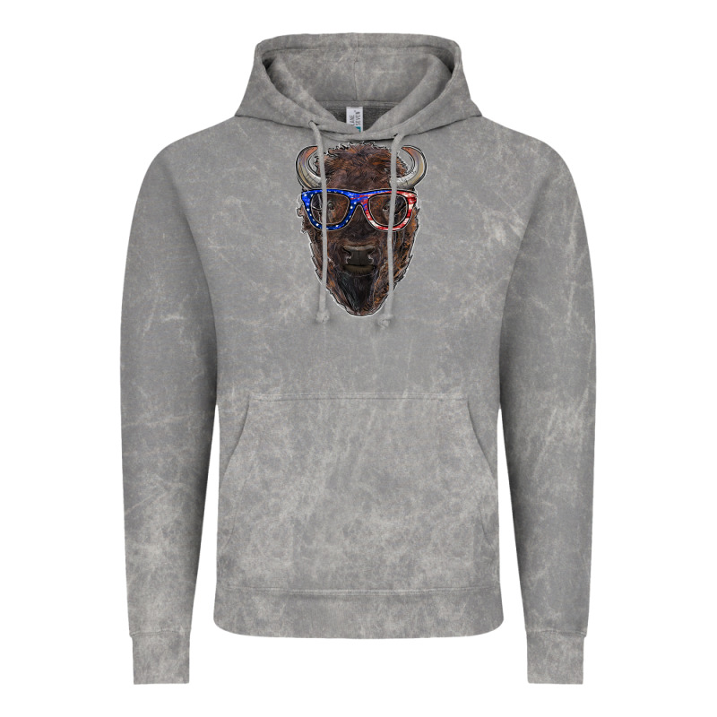 Bison With American Flag Glasses Vintage Hoodie by RanaPortraitStore | Teevron