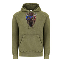 Vintage Olive bison with american flag glasses Vintage Hoodie - RanaPortraitStore